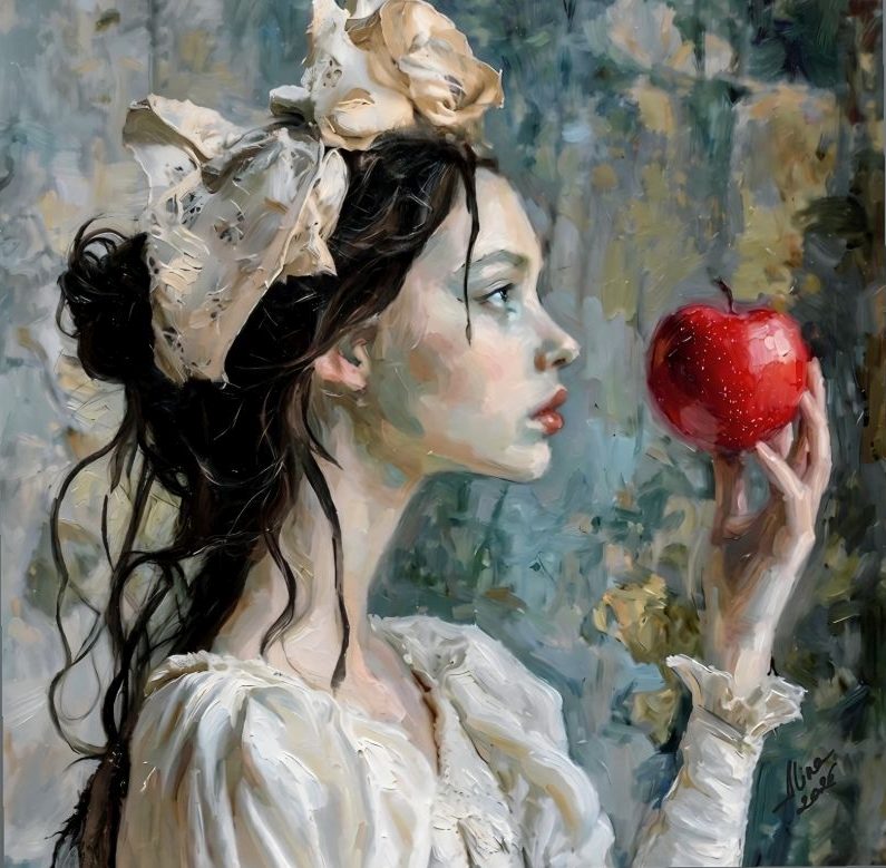 ArteDiAlina.com painting: Snow White and the poison Apple